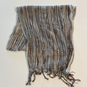 Striped Sequin Scarf with Fringe